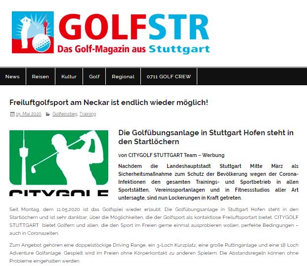 Golfmagazin Stuttgart, GOLFSTR, Citygolf Stuttgart eröffnet wieder