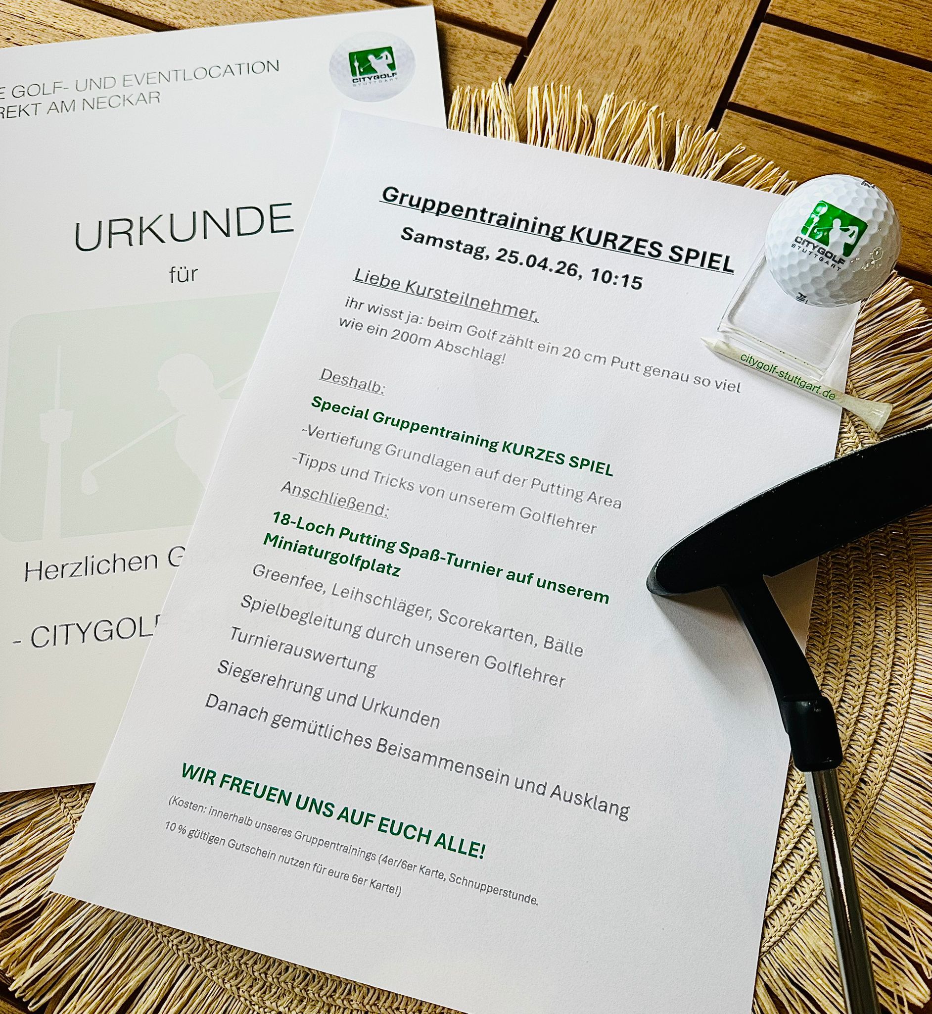 Special Gruppentraining *Kurzes Spiel und 18 Loch Putting-Spaß-Turnier